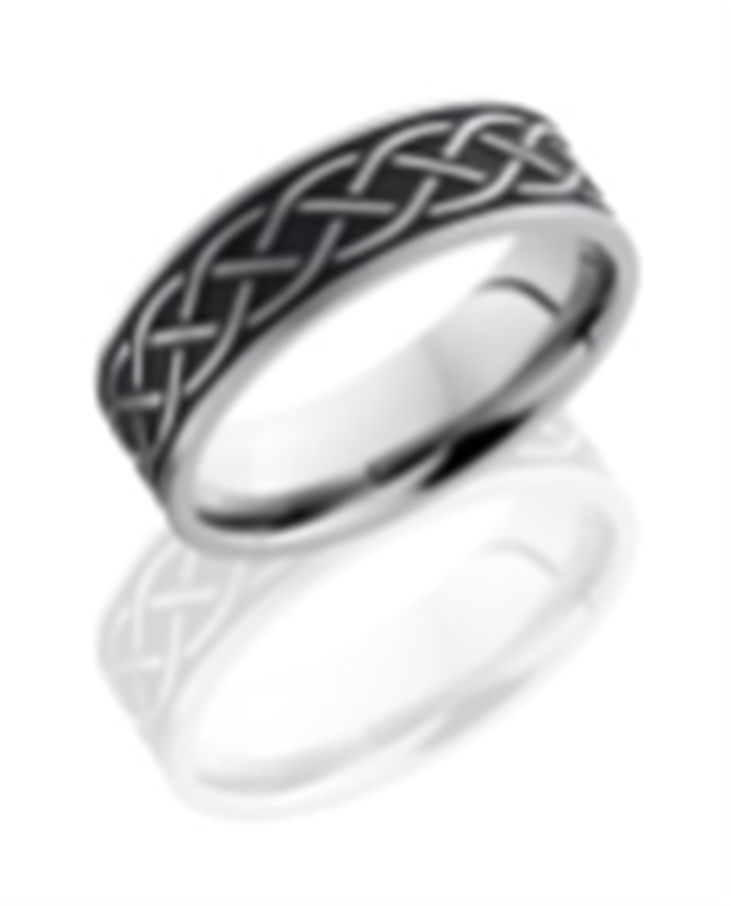 Silver & Black Titanium Alternative Metal Ring 7mm wide Size 11