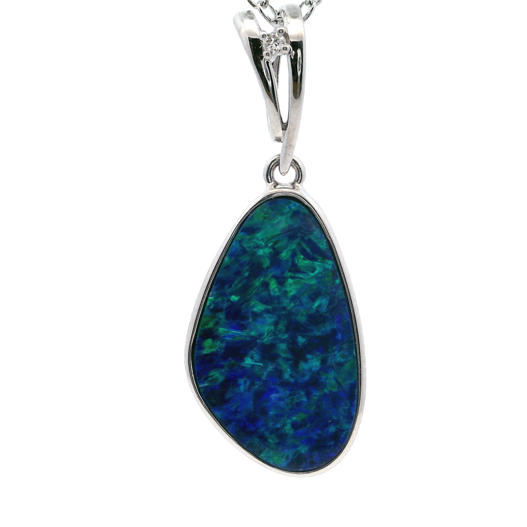 Drop Pendants 14 Karat Gold White with Fantasy Cut Opal