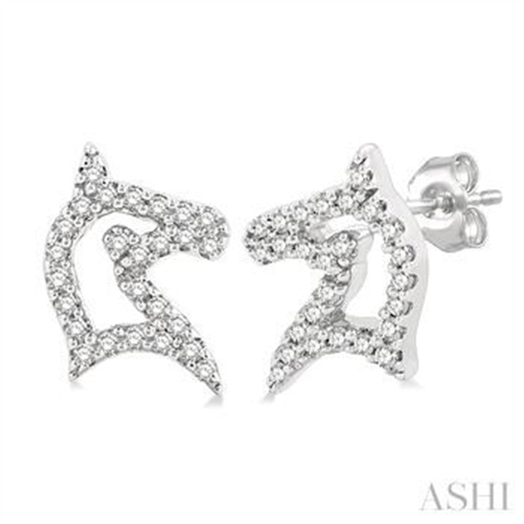 Diamonds Stud Earrings 10 Karat Gold White 0.16 Carat Total Weight