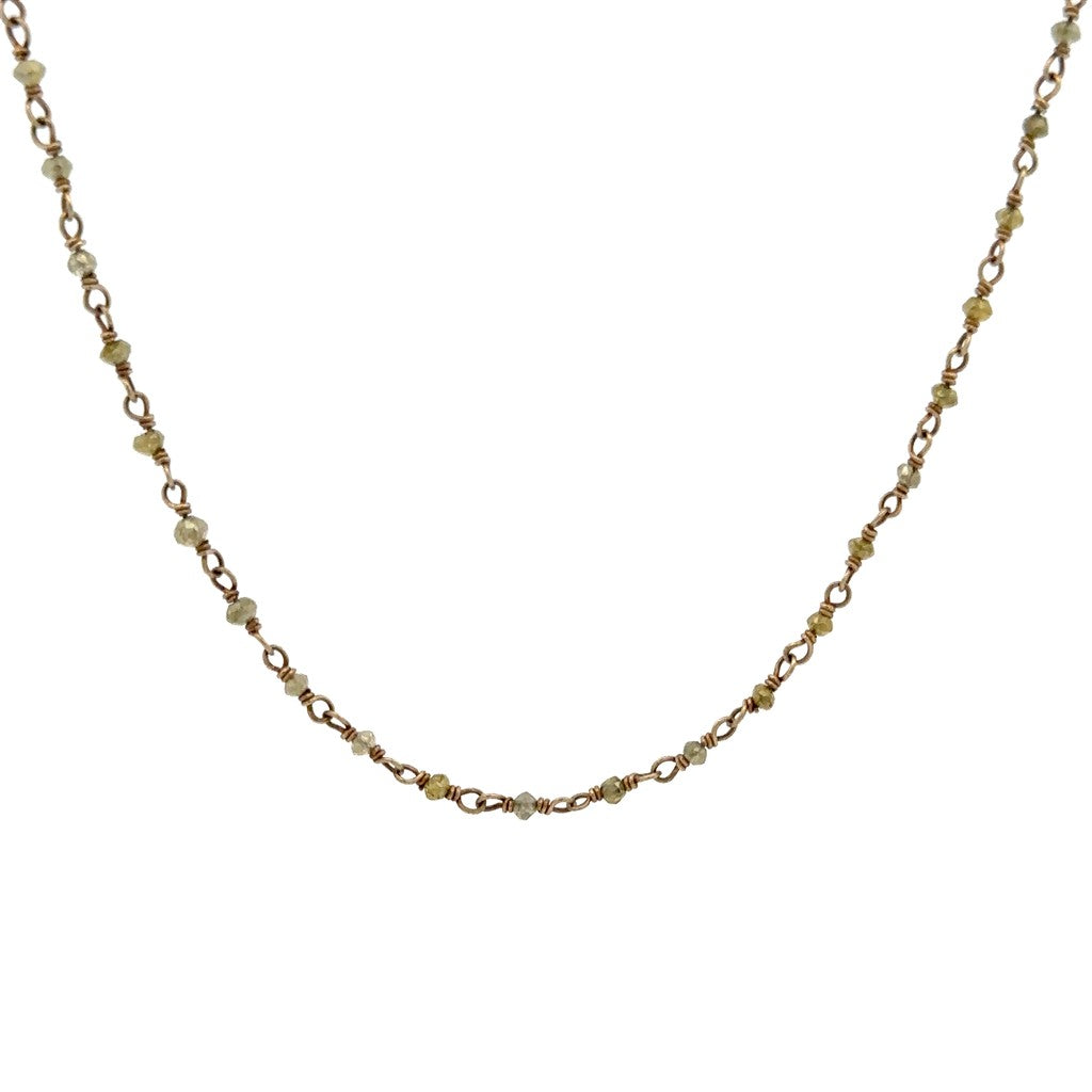Diamond Raw Continual Necklace With a 14 Karat Gold Clasp 20" Long
