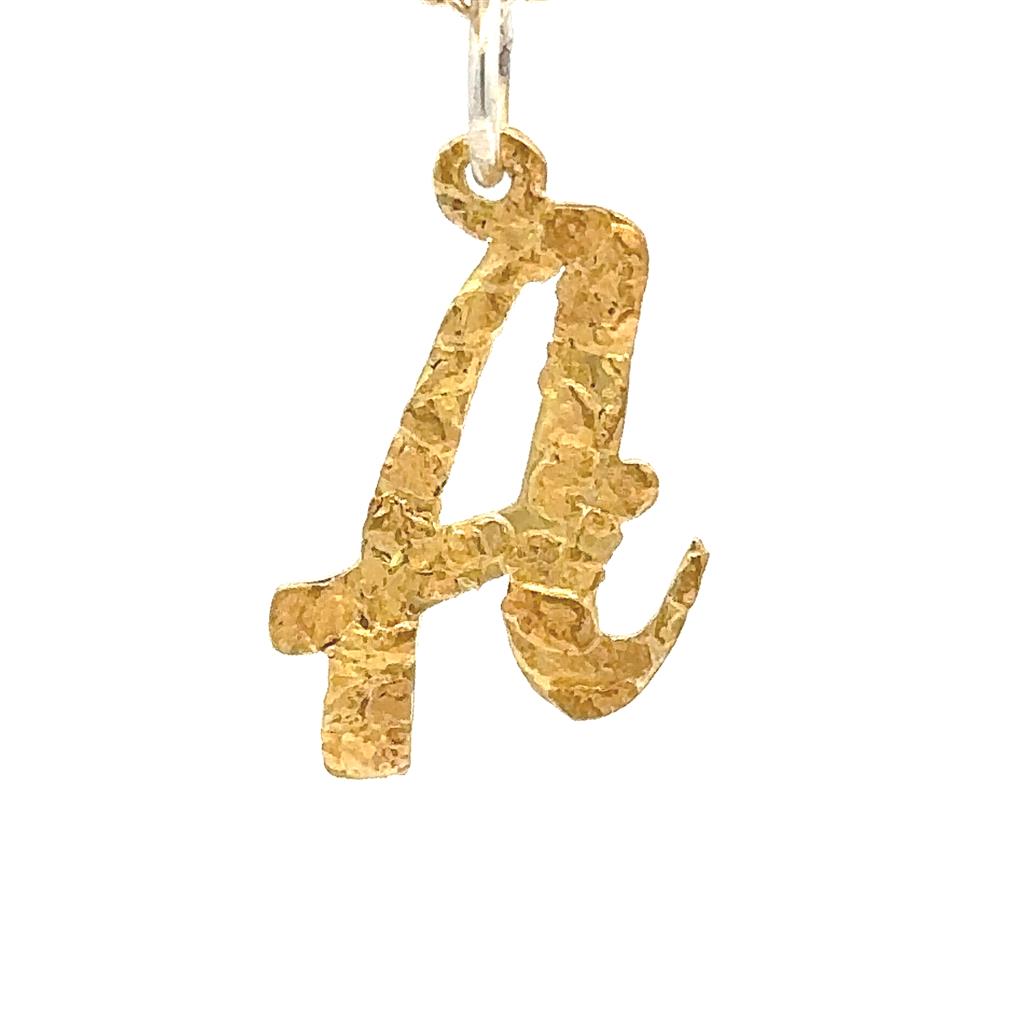 Drop Style Initial Pendant .925 & Alaskan Gold Nugget