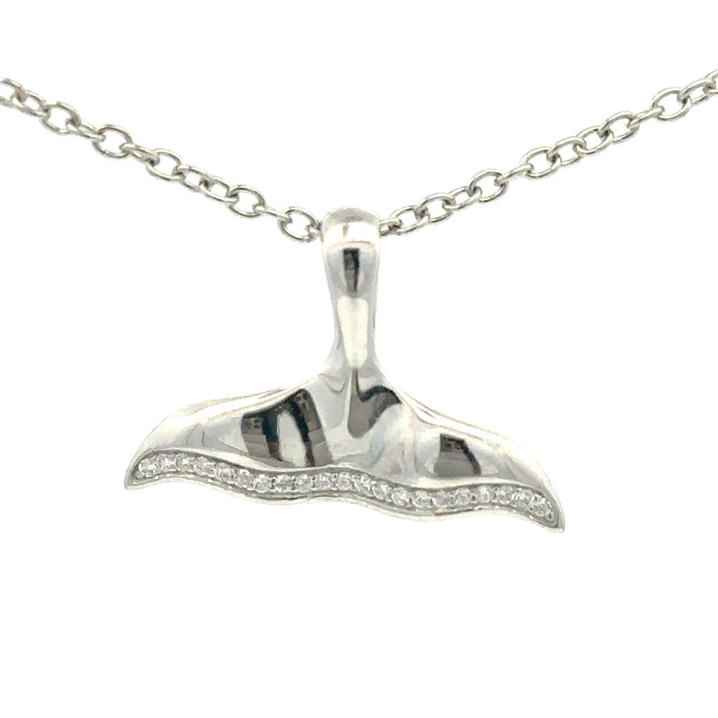 Drop Pendant Sterling Silver White with Round Cubic Zirconia
