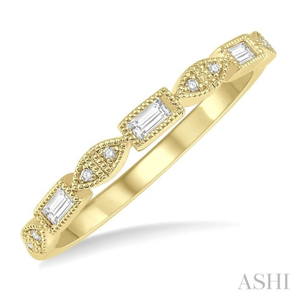Stackable Baguette Diamond 14KT Yellow Gold Band