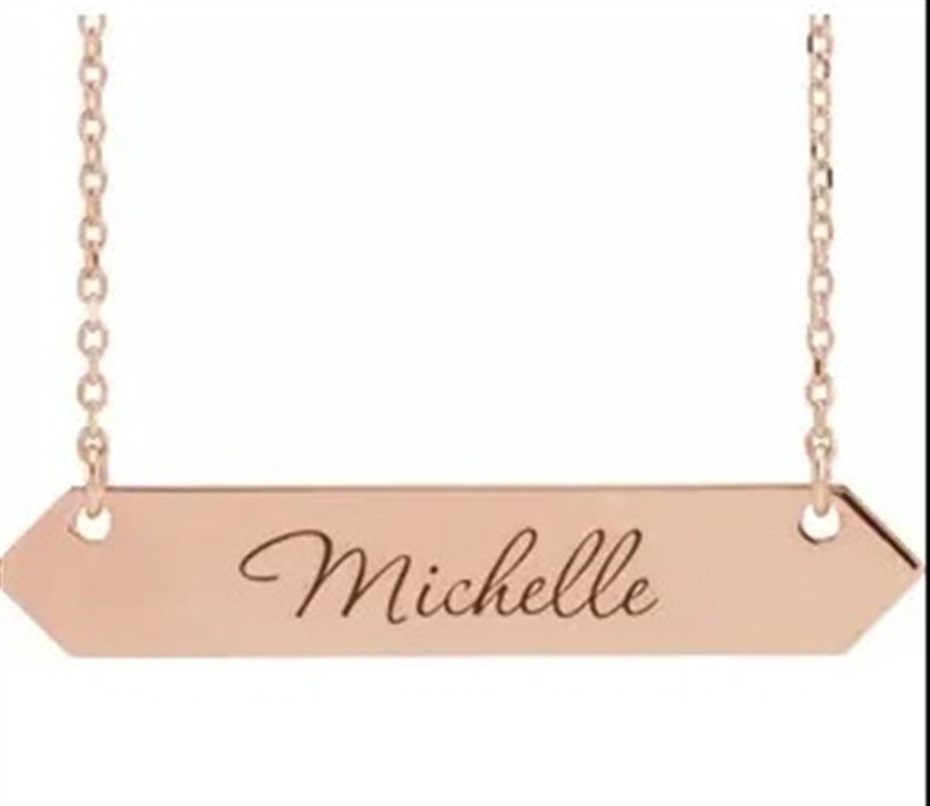 86557 In Line Precious Metal Necklace 14 Karat Gold Rose 18" long On a Cable Chain Yellow 14 Karat Gold