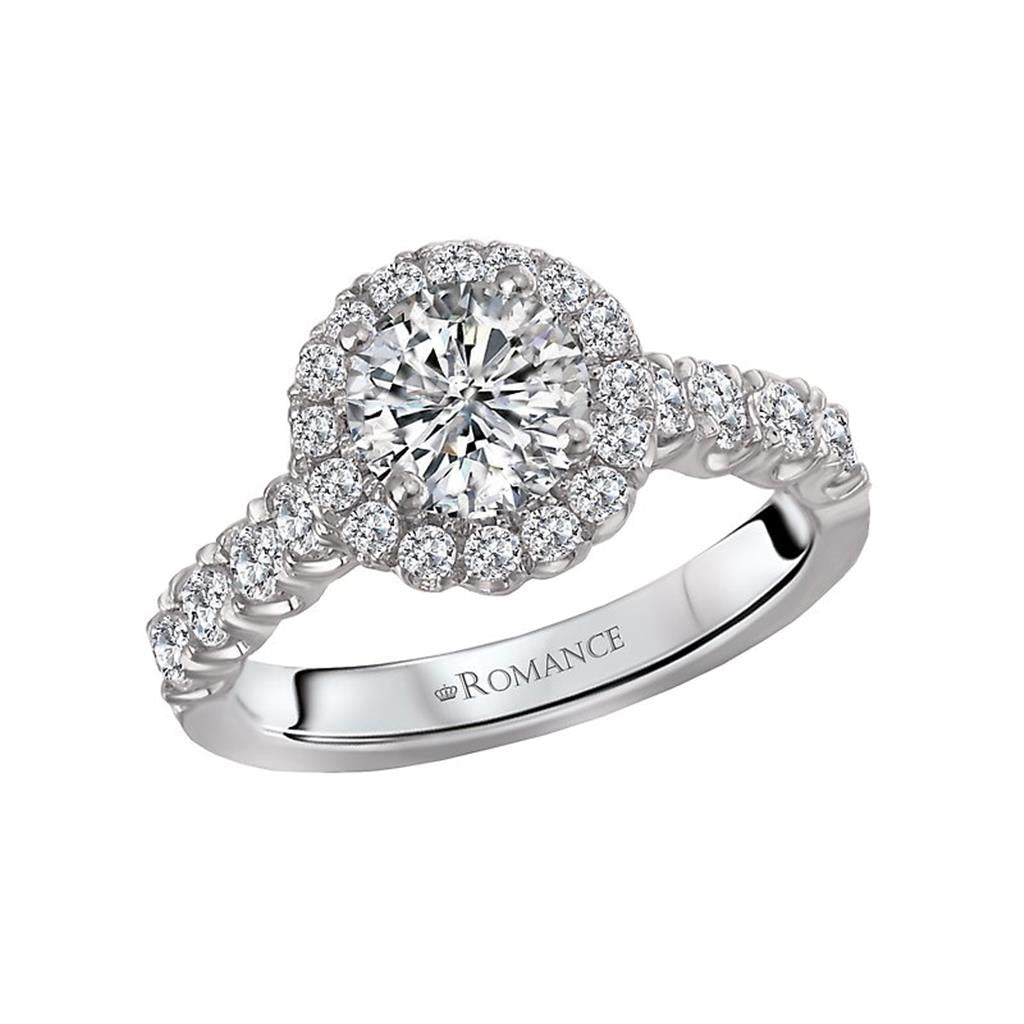 Halo Style Diamond Engagement Ring Sterling Silver White
(Center Stone Not Included)
