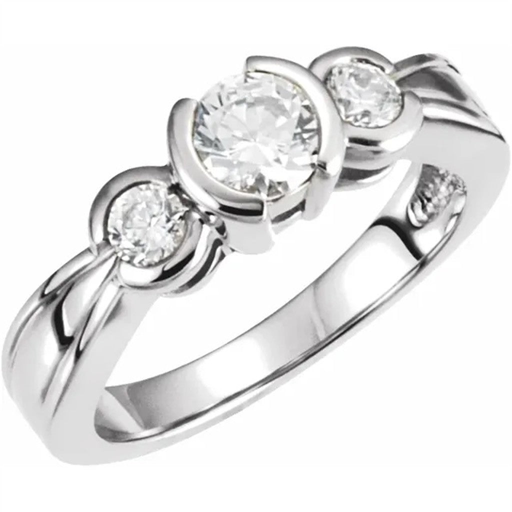 3 Stone Style Diamond Wedding Band Alloy White with Diamonds & Diamonds Accent size 7
