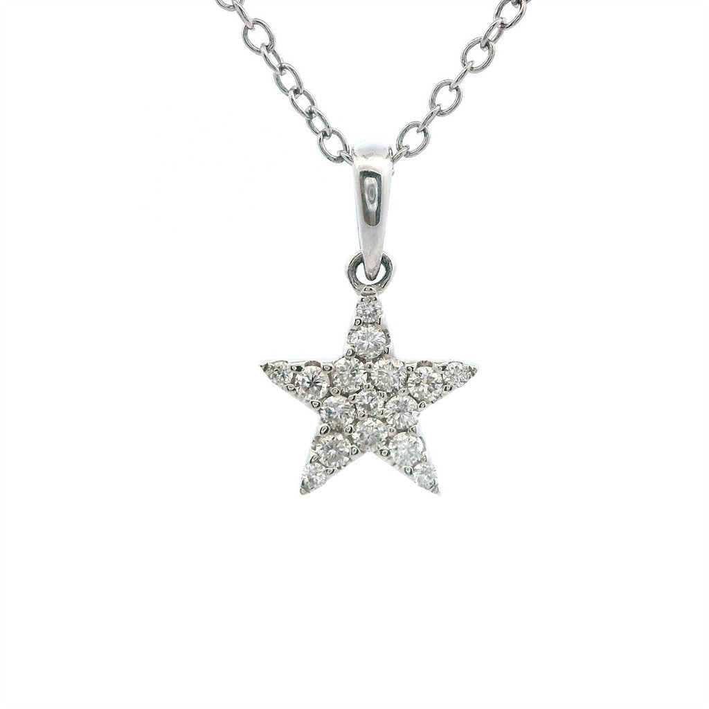 Solitare Accent Pendant Diamond 14 Karat Gold White with Round H Diamonds