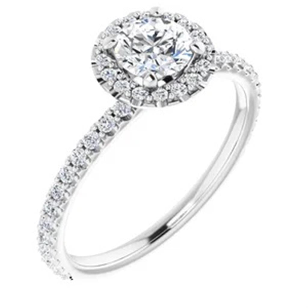 Halo Style Diamond Engagement Ring 14 KT White
(Center Stone Not Included)