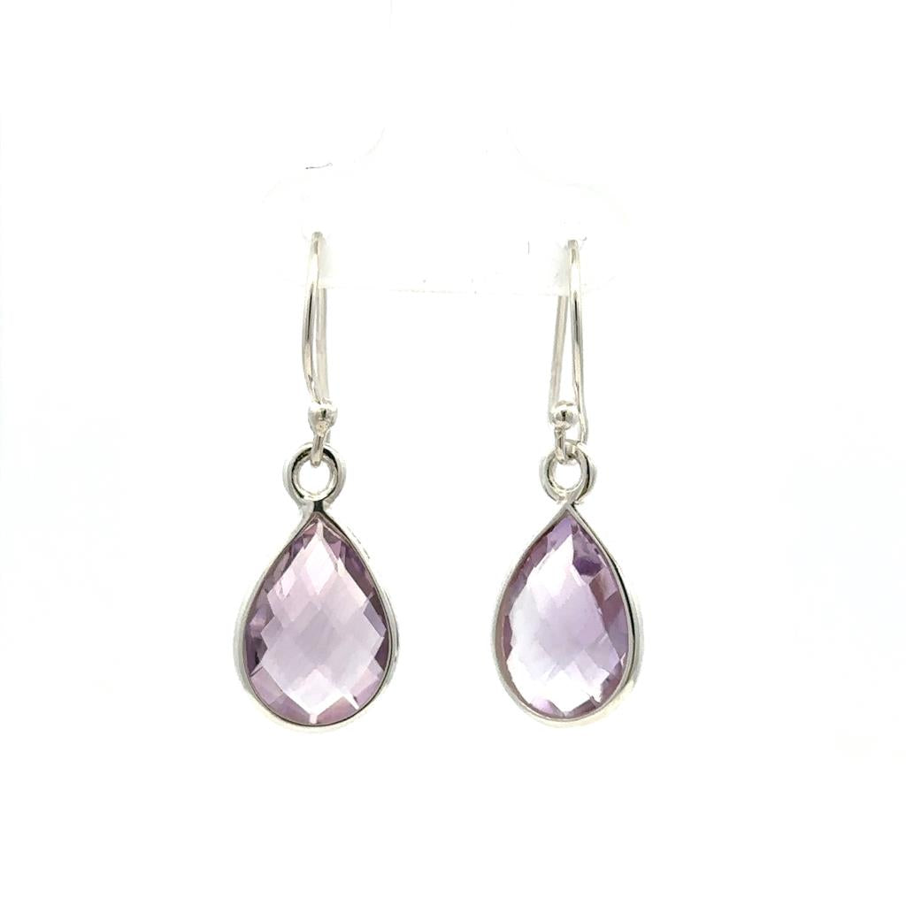 Dangle Drop Style .925 White With Pear Amethysts