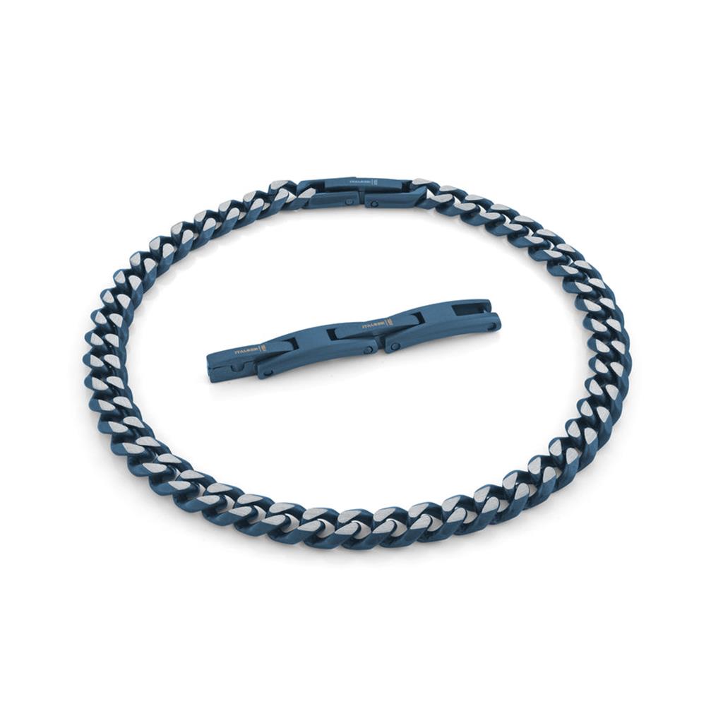 Cuban Link Alternative Metal Bracelet Stainless Steel Blue Color 7.5" Long