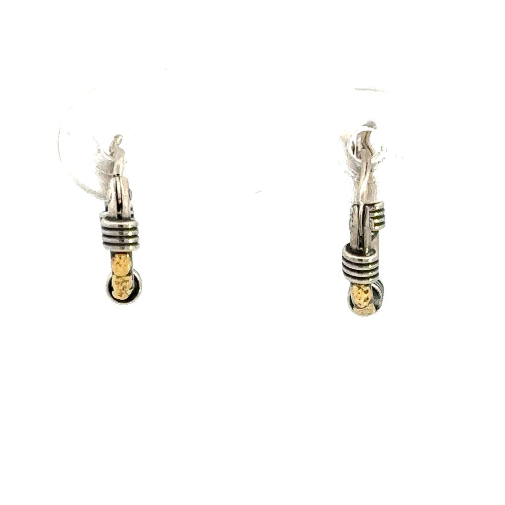 Huggie Hoop Sterling Silver Earrings Accented with Alaskan Gold Nuggets