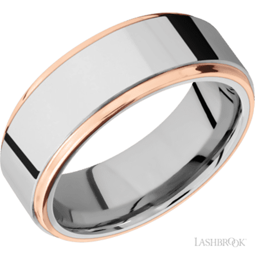 Silver & Rose Cobalt Chrome Alternative Metal Ring 7mm wide Size 10