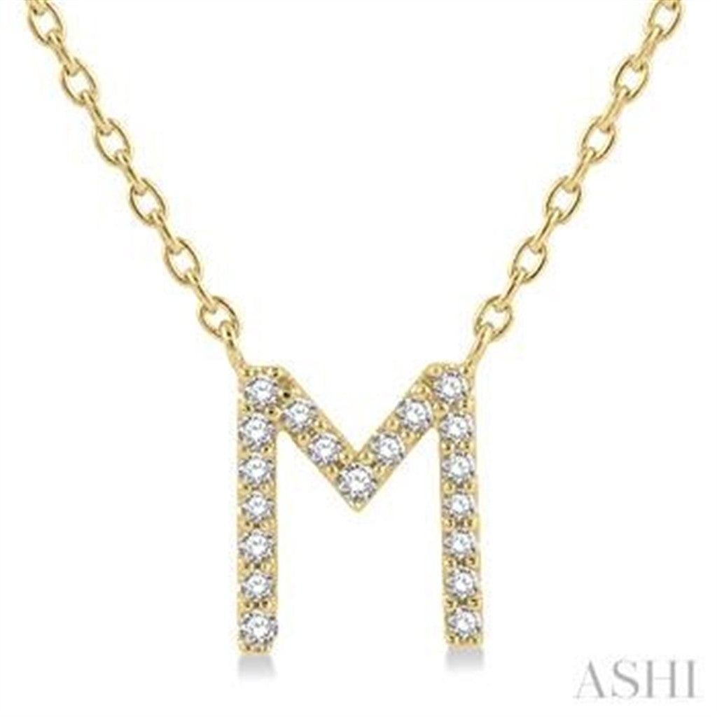 Initial Y Style Necklace 10 Karat Gold Yellow With Diamonds 18" Long