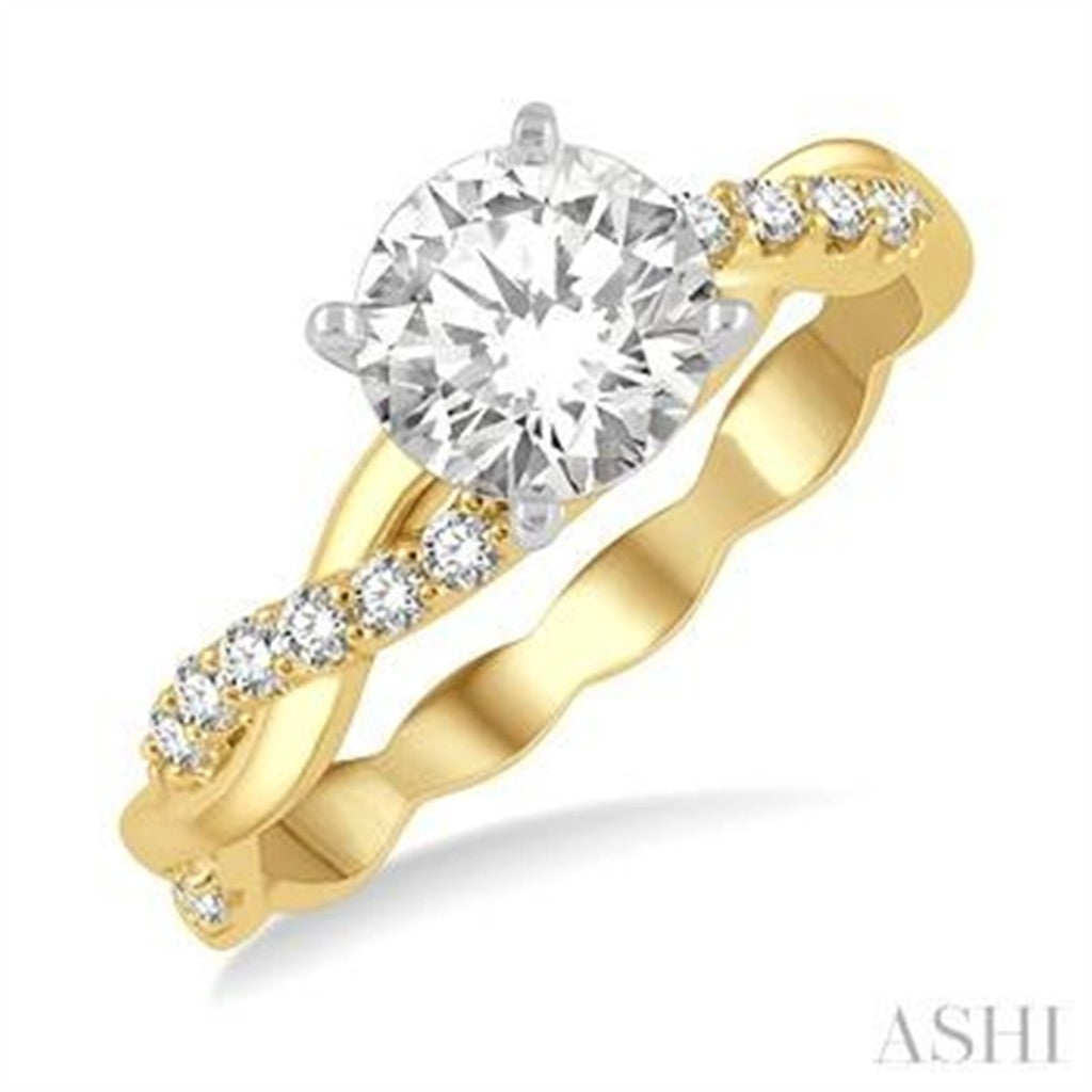 Tiffany Style Diamond Engagement Ring 14 Karat Gold Two Tone
(Center Stone Not Included)