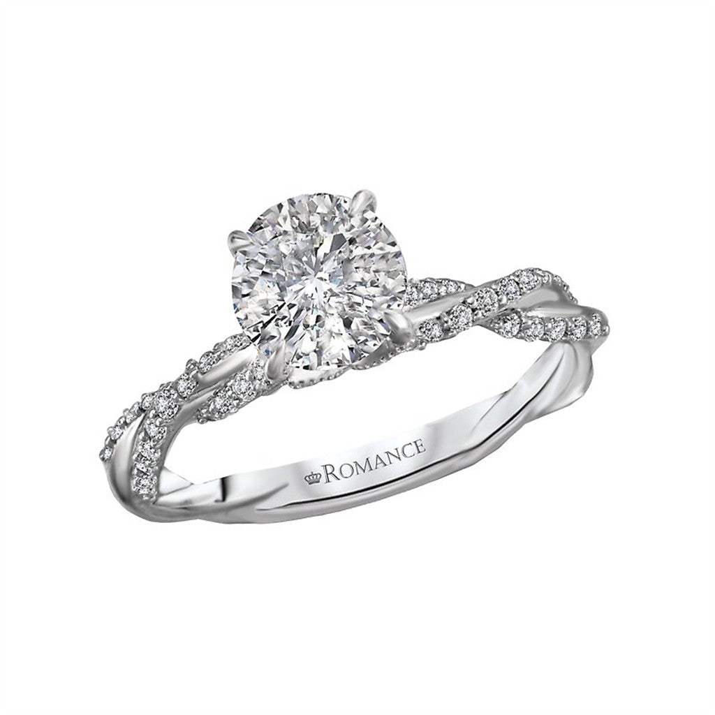 Solitare Accent Style Diamond Engagement Ring 14 Karat Gold White 
(Center Stone Not Included)