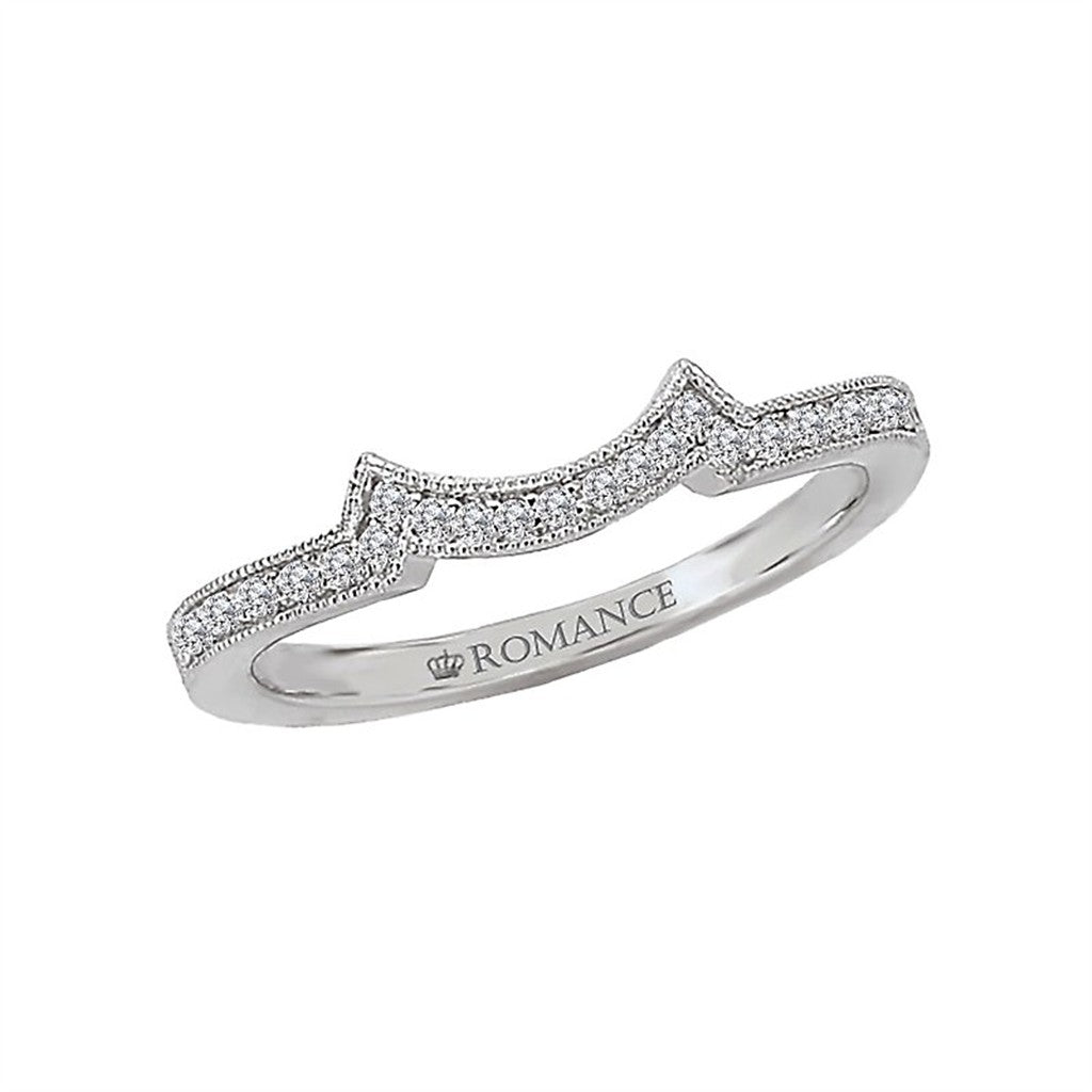 Stack-Able Style Diamond Wedding Band 18 Karat Gold White with Diamonds size 6