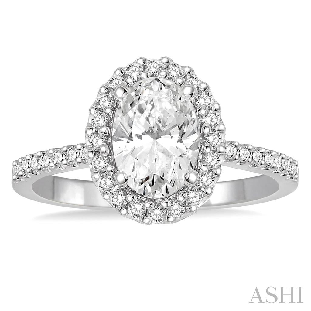 Halo Style Diamond Engagement Ring 14 Karat Gold White
(Center Stone Not Included)