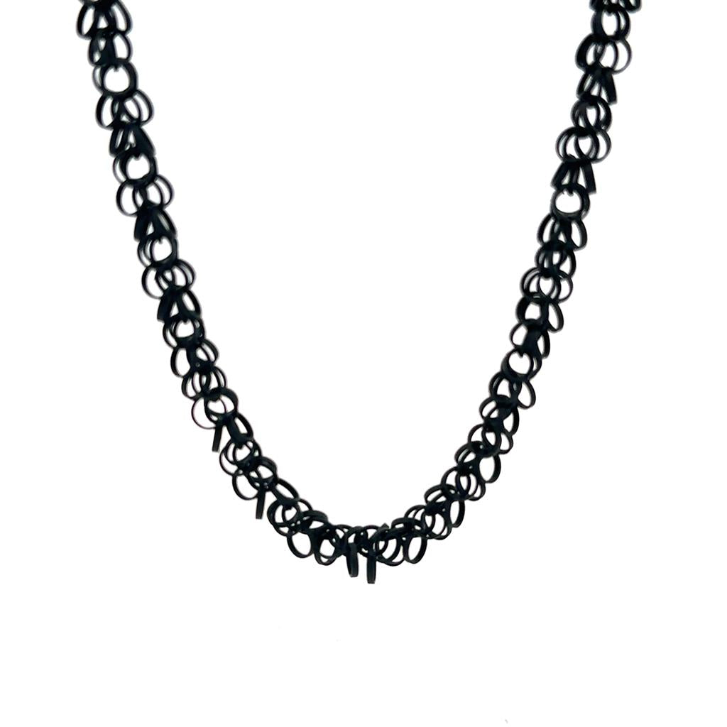 Cord Fancy Link Necklaces Black Color 18" Long