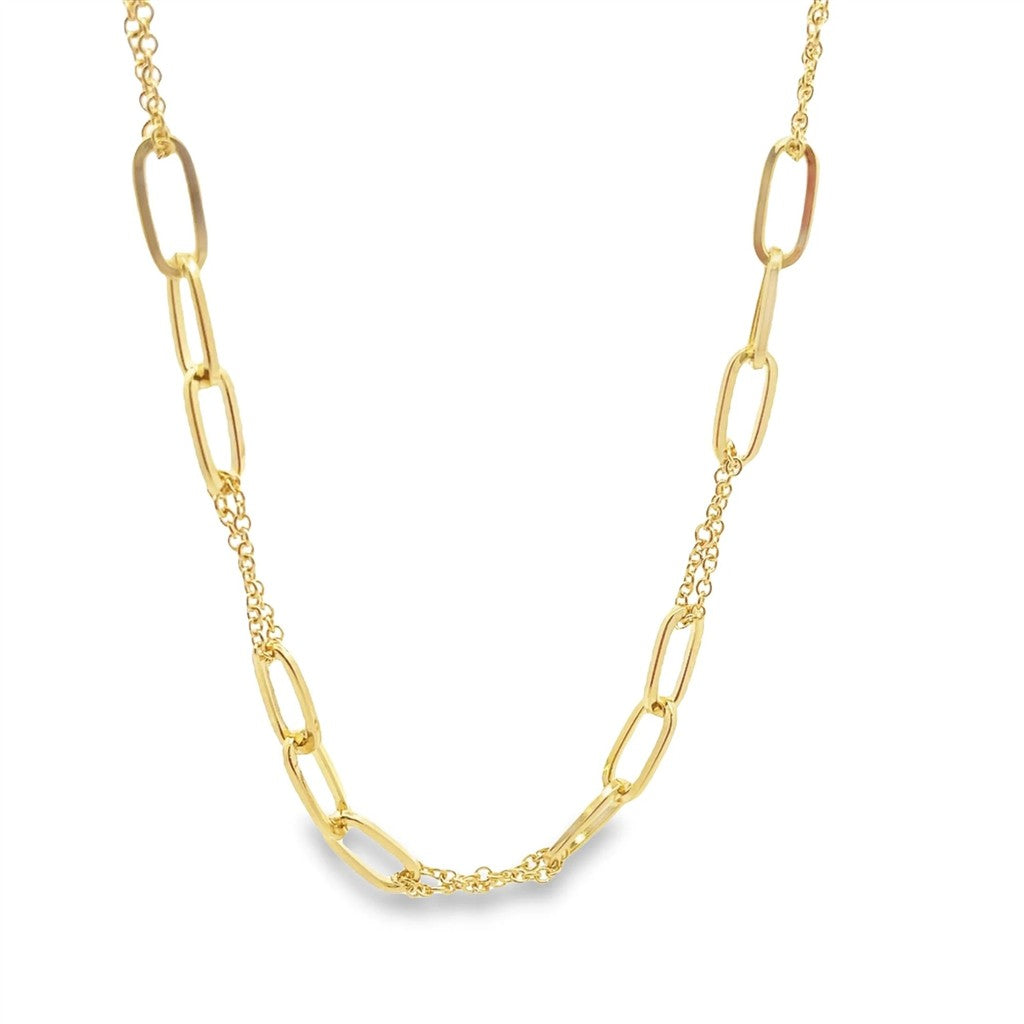 Yellow Brazilian 18KT Layer over Brass 7 MM Paper Clip Chain 16" Long