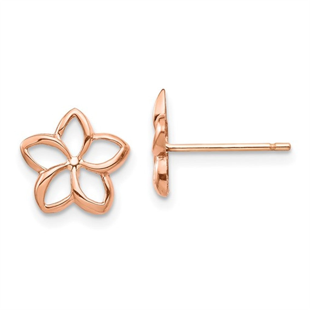 Flower Stud Precious Metal Earrings 14 Karat Gold Rose