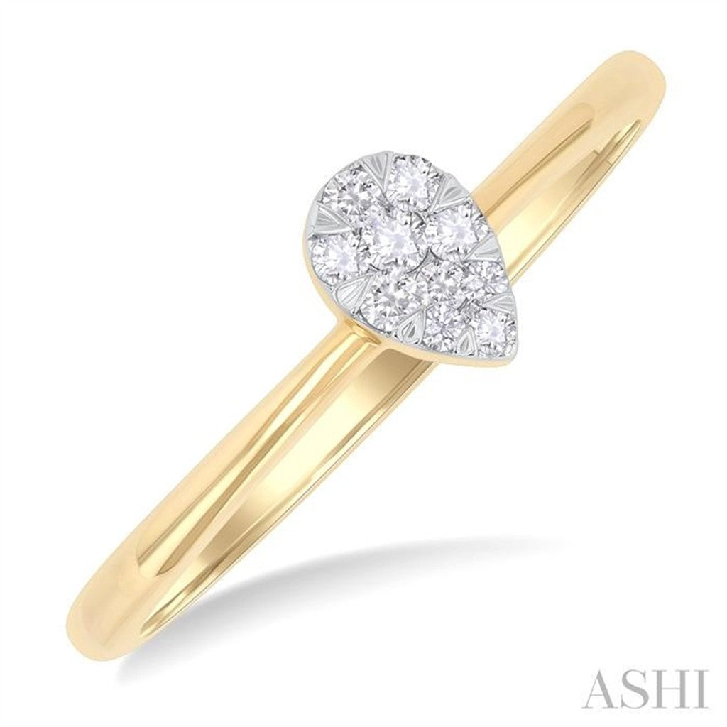 Petite Pear Diamond Cluster 10KT Yellow Gold Ring