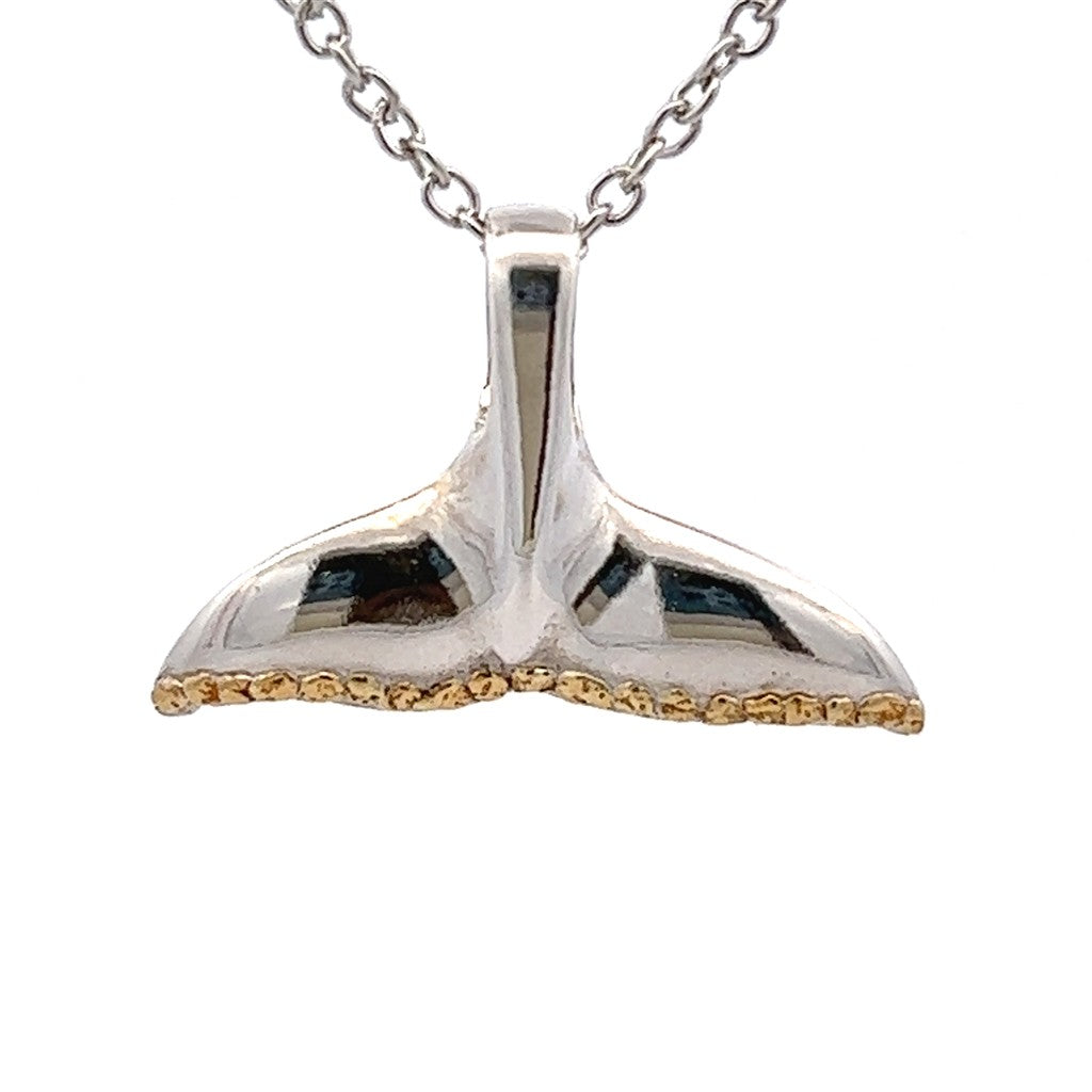 Drop Style Ocean Pendant Sterling Silver & Alaskan Gold Nugget