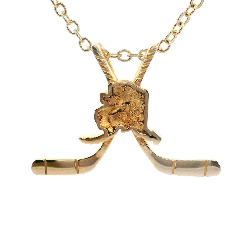 Drop Style Hockey Pendant 14 Karat Gold