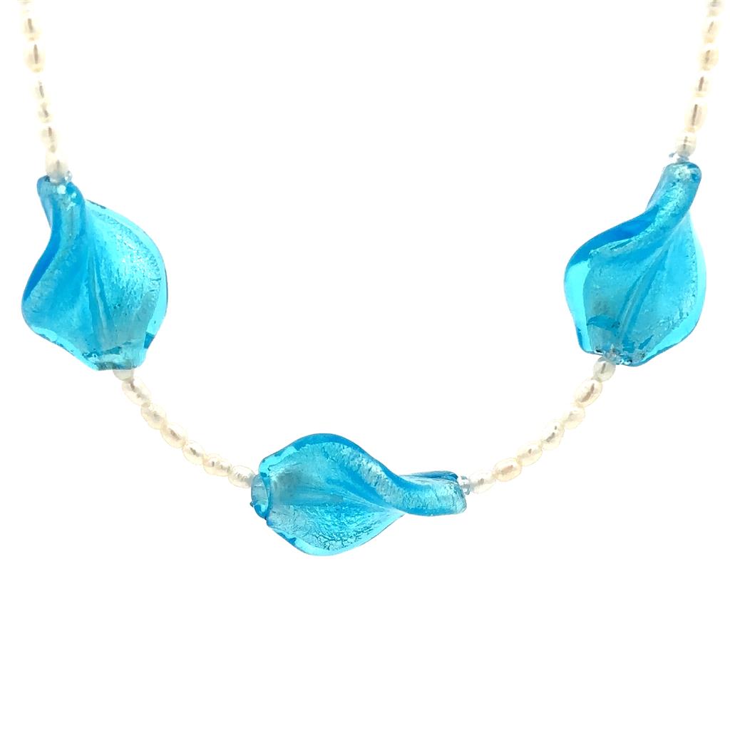Single Strand Pearl Strand Necklace Strung on Sterling Silver 20" Long with Oval Fresh Water Pearl