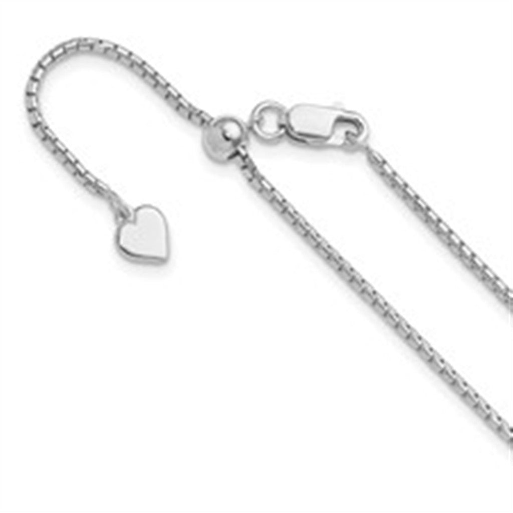 White Sterling Silver 1.5 MM Box Chain 22" Long