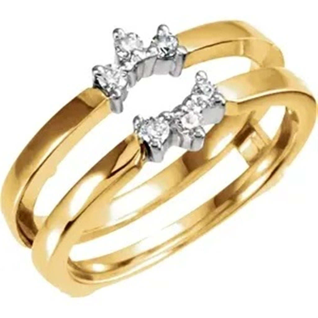 Ring Guard Style Diamond Wedding Band 14 Karat Gold Yellow with Diamonds size 6.25