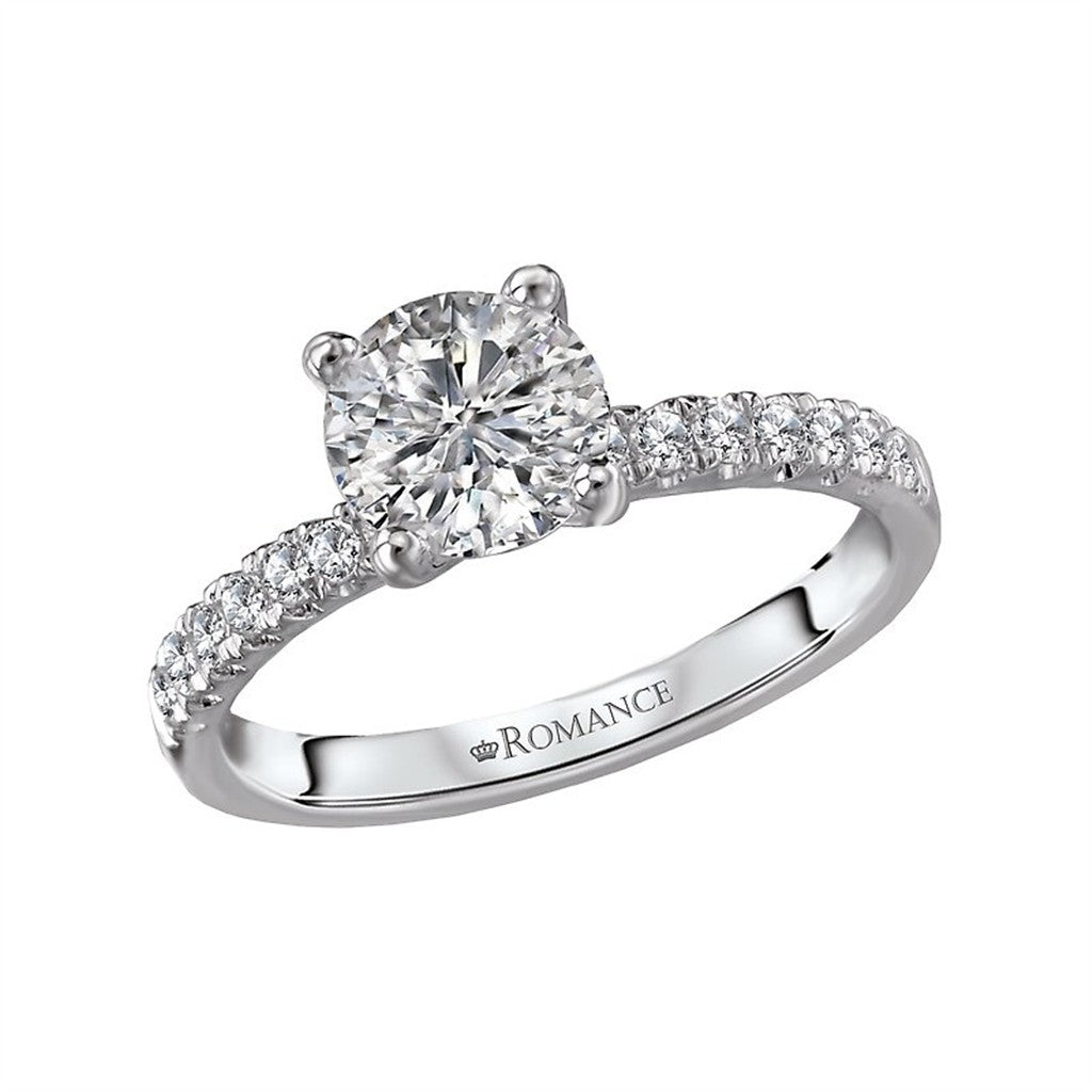 Solitare Accent Style Diamond Engagement Ring Sterling Silver White
(Center Stone Not Included)