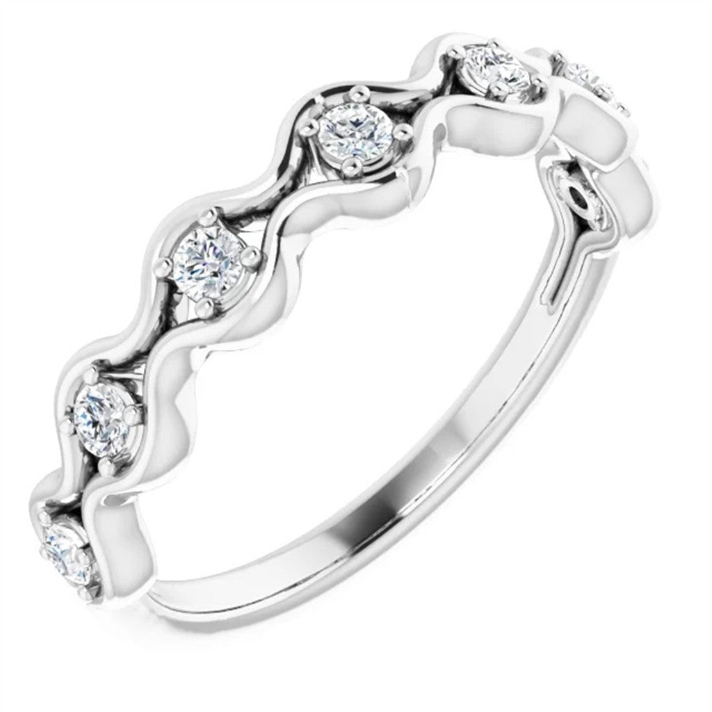 1/2 Anniversary Style Diamond Wedding Band 14 Karat Gold White with Diamonds size 7