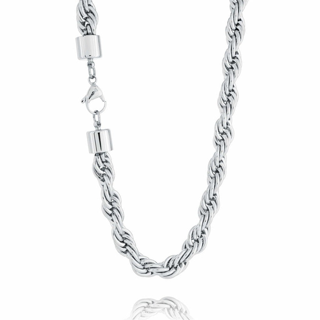 White Stainless Steel 8 MM Rope Chain 24" Long
