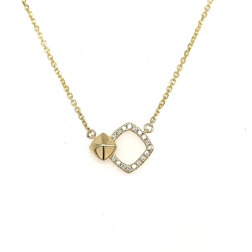 In Line Necklace 14 Karat Gold Yellow With Diamonds 18" Long