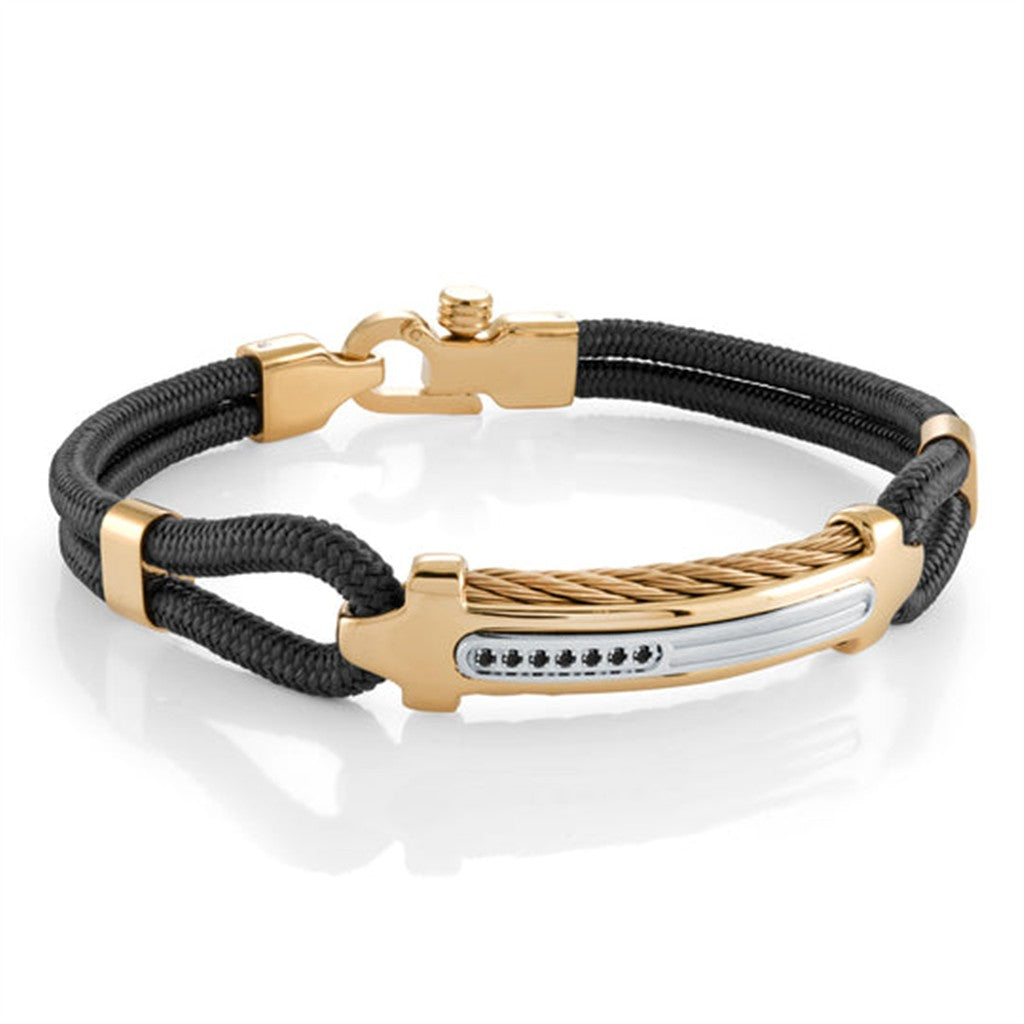 Cable Link Alternative Metal Bracelet Stainless Steel Gold & Black Color 8" Long