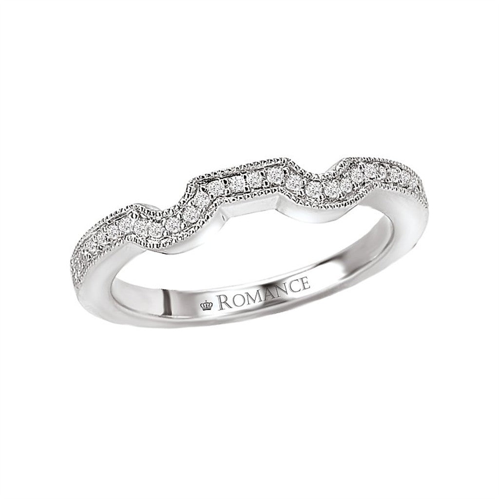 Stack-Able Style Diamond Wedding Band 18 Karat Gold White with Diamonds size 6