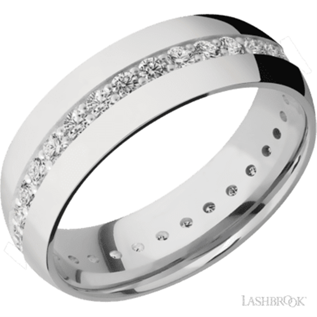 Eternity Style Wedding Band 14 Karat Gold White 7mm wide with Diamonds size 10