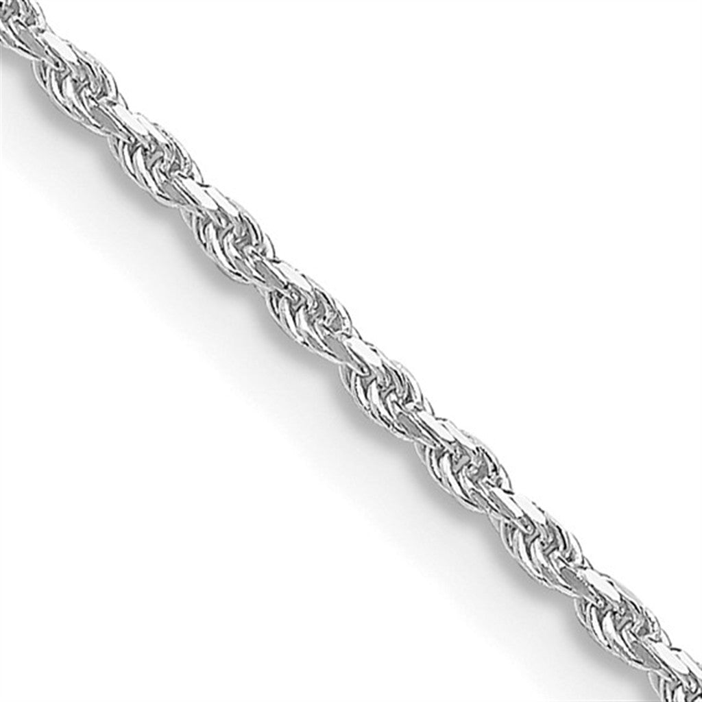 White Sterling Silver 1.5 MM Rope Chain 16" Long