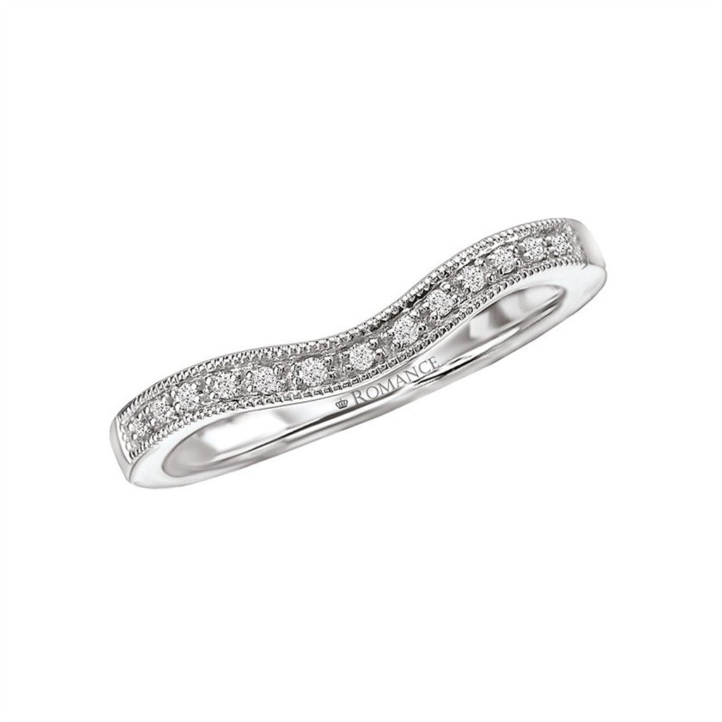 Stack-Able Style Diamond Wedding Band 18 Karat Gold White with Diamonds size 6