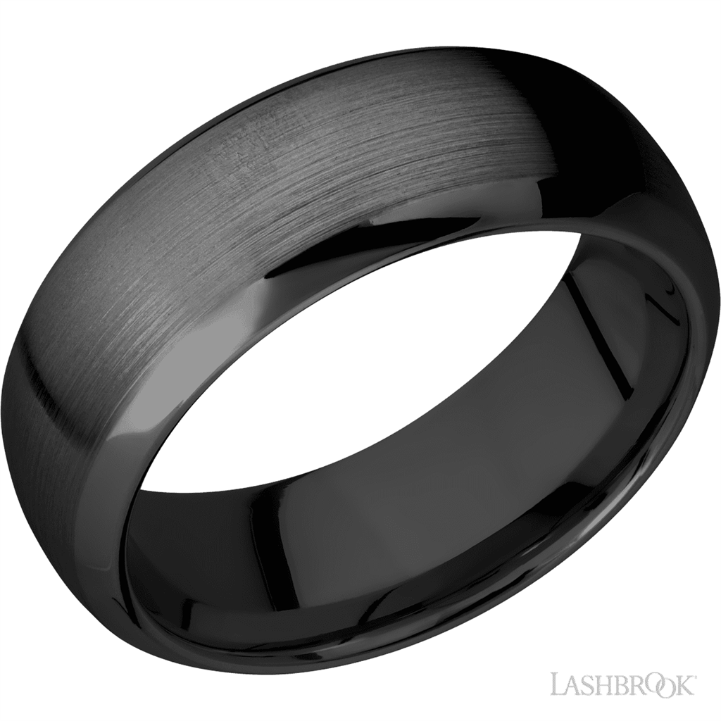 Black Zirconium Alternative Metal Ring 8mm wide Size 10