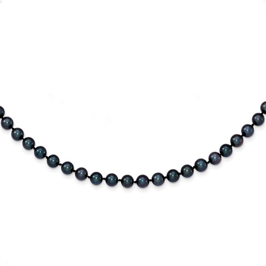 Single Strand Pearl Strand Necklace Strung on 14 KT 18" Long with Black Cultured Round Akoya Pearl