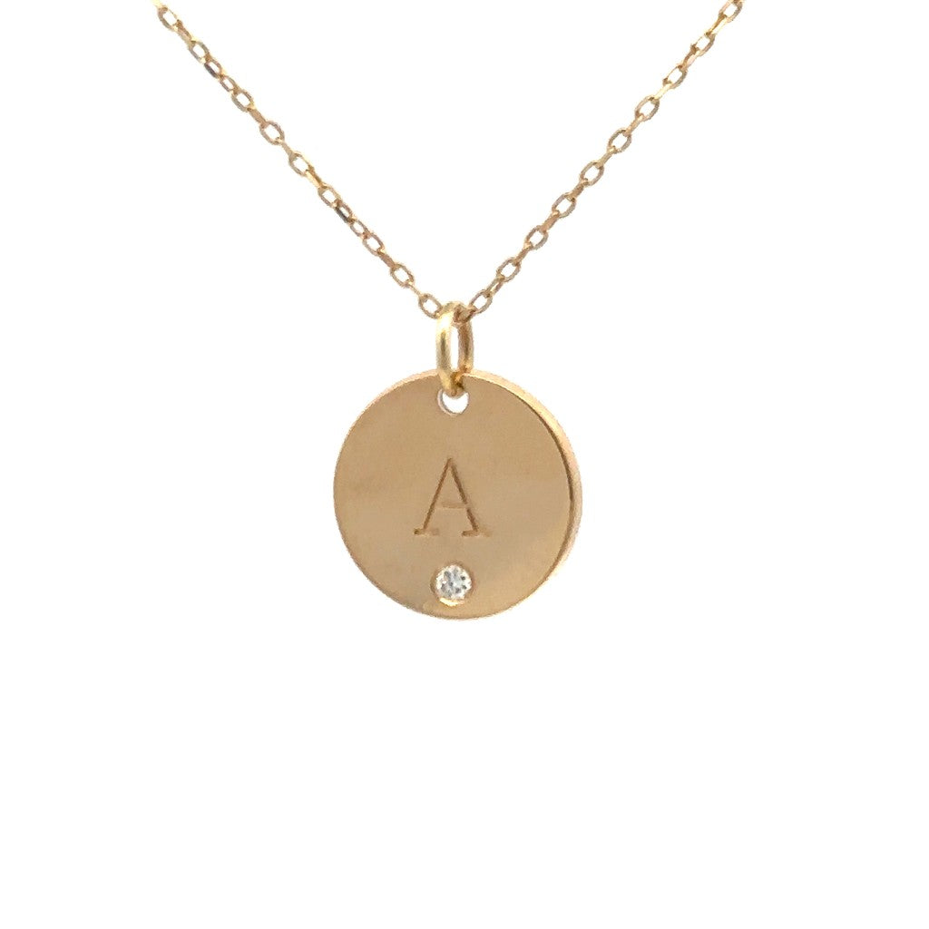Initial A Solitare Accent Pendant 14 Karat Gold Yellow