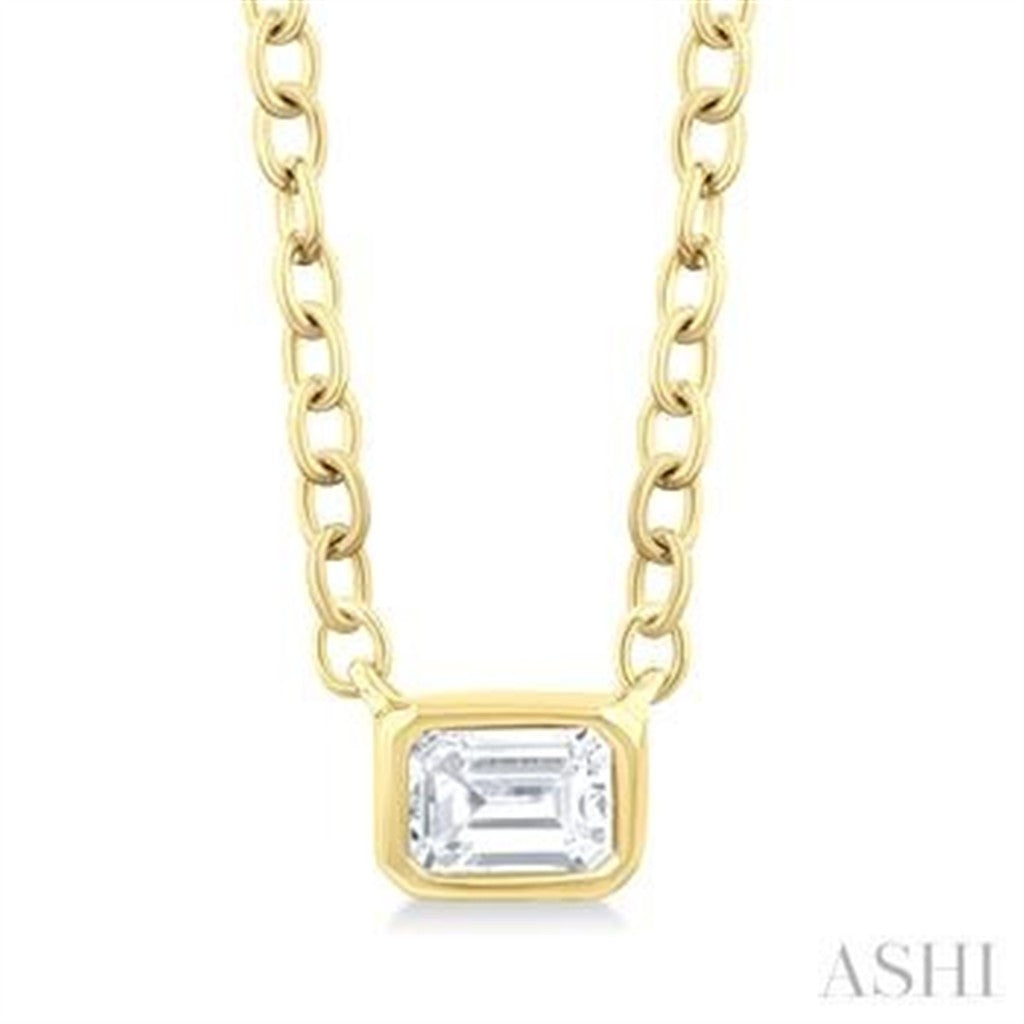 In Line Necklace 10 Karat Gold Yellow With Diamond 18" Long