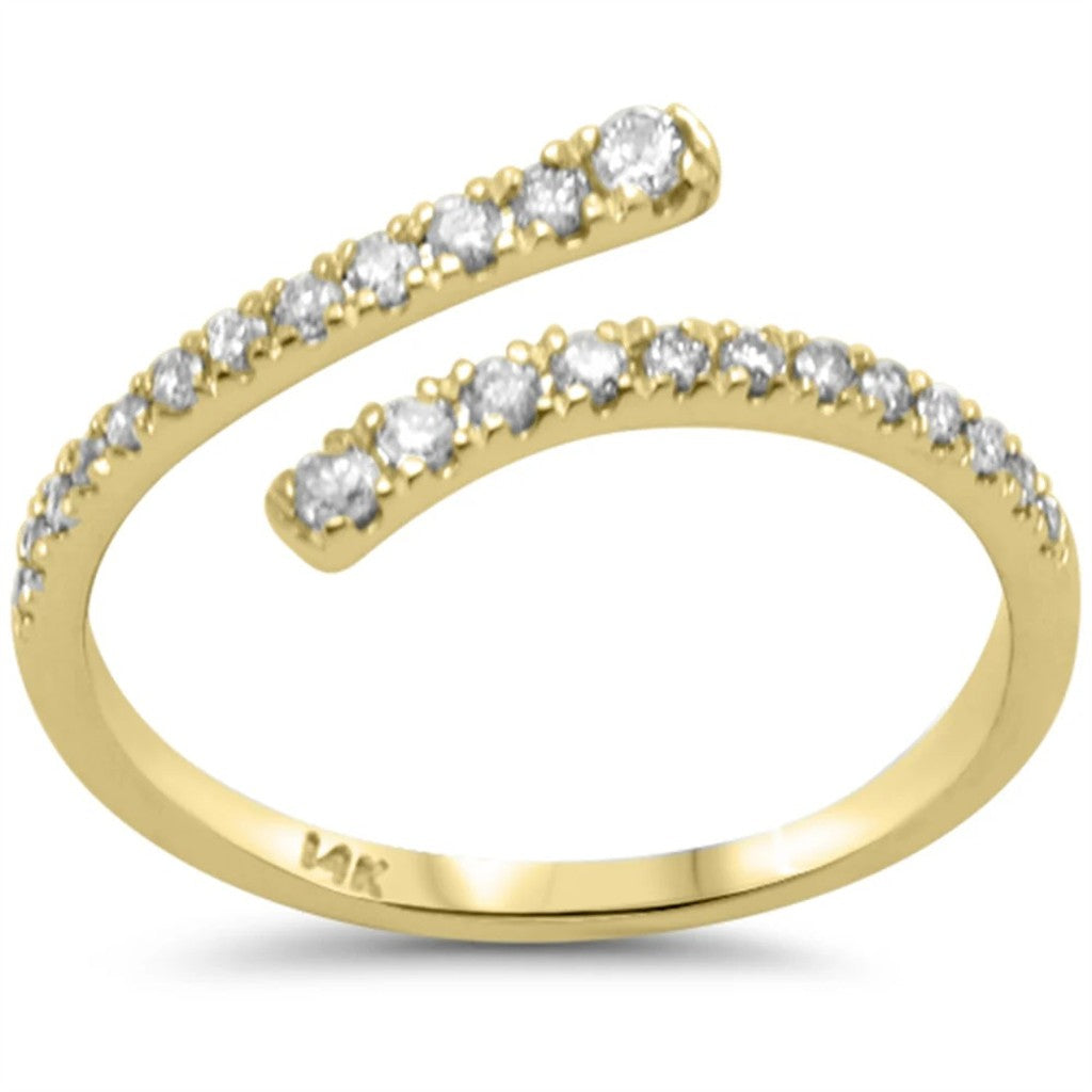 Free Form Style Fashion Ring 14 Karat Gold Yellow with Diamonds size 6.5