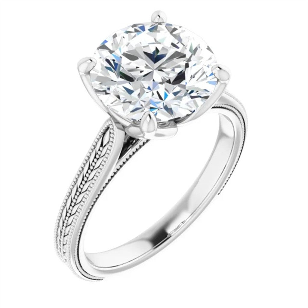 Solitare Style Engagement Ring White 14 Karat Gold Size 6 1.00 Carat Round Cubic Zirconia