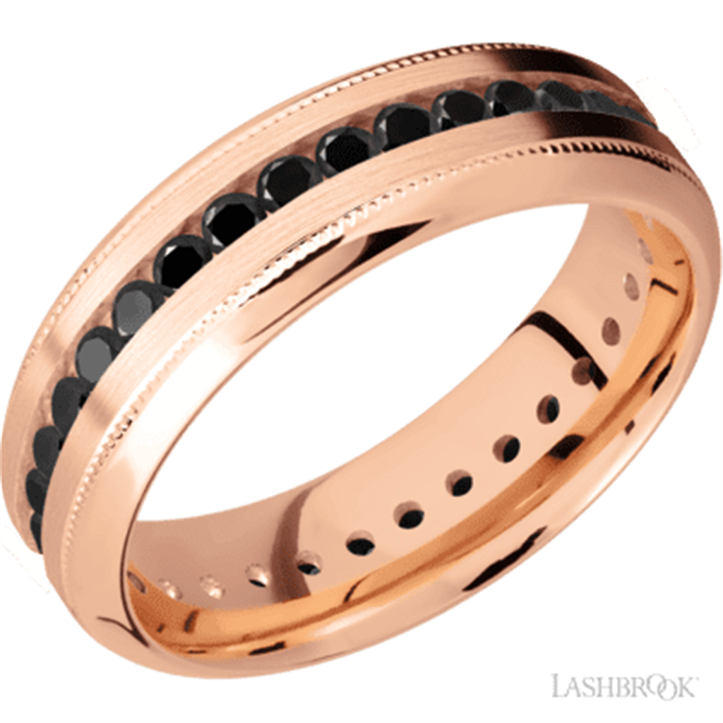 Eternity Style Wedding Band 14 Karat Gold Rose 7mm wide with Diamonds size 10