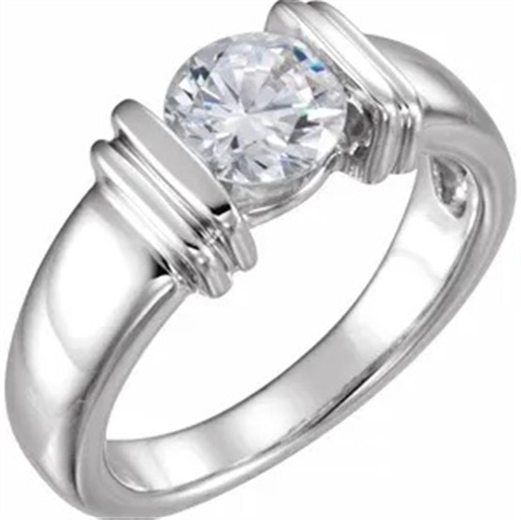 Contemporary Style Diamond Engagement RingBase Metal White & Yellow