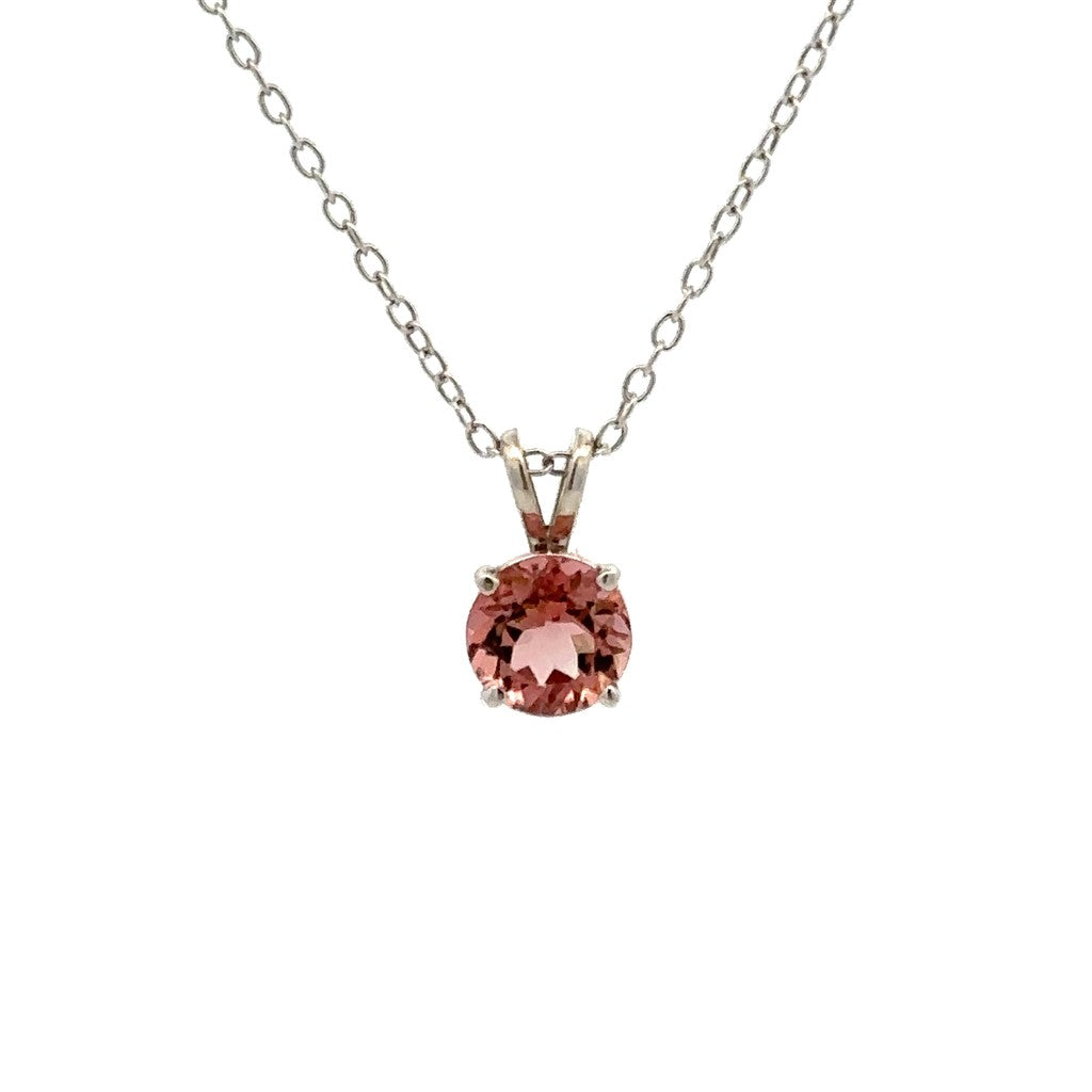 Solitare Pendants 14 Karat Gold White with Round Tourmaline