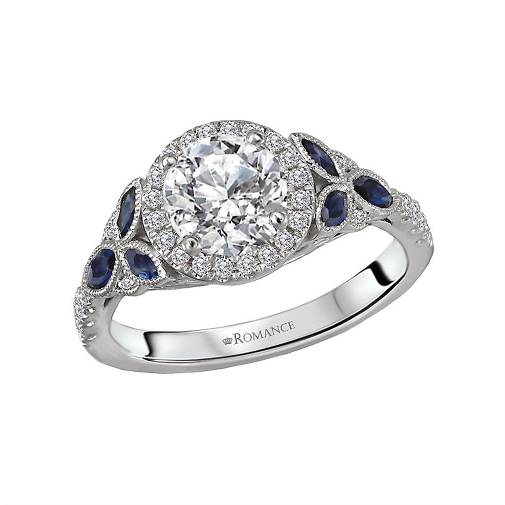 Halo Style Diamond Engagement Ring 14 Karat Gold White
(Center Stone Not Included)