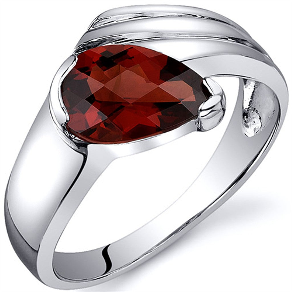 Contemporary Style Rings Silver with Stones Sterling Silver White with Garnet Mozambique size 6